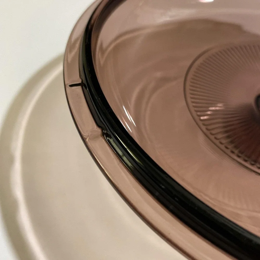 Vintage‎ Pyrex Cranberry Glass Lid V2 5C Diameter 8.5